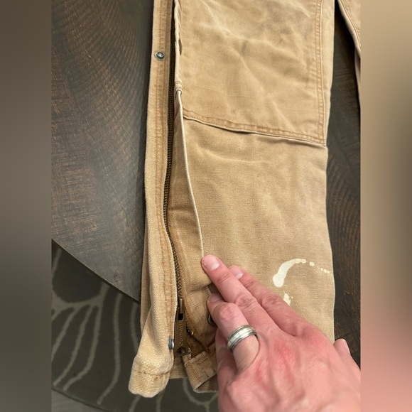 Carhartt Double Knee Bib Overalls Size 34x30 Tan Brown-USA Made - Picture 2 of 10